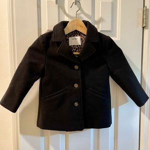 Toddler black wool pea coat 3T
